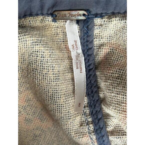 Free People Floral Print Structured Blazer Jacket Size 8 Blue Pink Boho Cotton - Picture 4 of 4